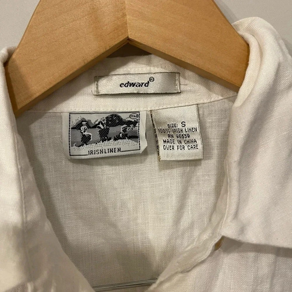 Vintage Edward 100% Irish Linen Button Down Small - Picture 2 of 3